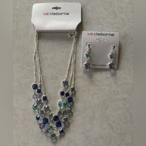 Liz Claiborne Silver Necklace with Blue Accents
